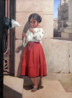 Teacher Prints: Painting titled Spanish Beggar-Girl by Evgraf Semenovich Sorokin