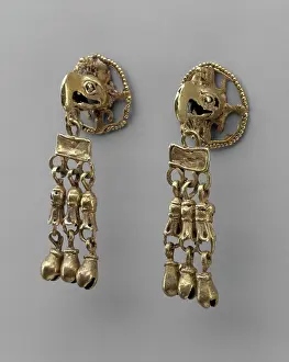Mexico Prints: Pair of Eagle Ear Ornaments 15th-16th century Aztec or Mixtec