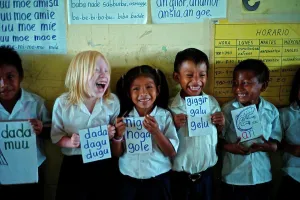 Uniform Prints: Panama, Kuna Yala, Guna Indigenous students at Spanish-Guna bilingual school in Ustupu