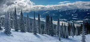 Cumulus Prints: Panoramic of Revelstoke Mountain Resort and view of Columbia River