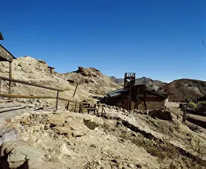 Old Ruin Prints: Panoramic view of Maggie's Mine, Calico Ghost Town, Barstow, California, USA