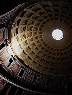 Culture Prints: Pantheon interior of dome in daylight Rome Italy Europe EU