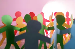 Gender Prints: Paper people in rainbow colors