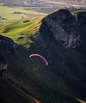 Hills Prints: Paragliding off mountains and surrounding countryside