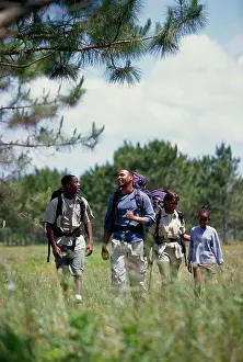 40 45 Prints: Parents hiking with their son and daughter