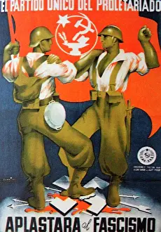 Poster Prints: only the party of the proletariat will crush fascism declares a Communist republican propaganda poster