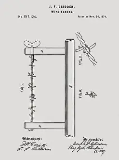 Diagram Prints: Patent Drawing for Joseph F. Glidden's Improvement to Barbed Wire