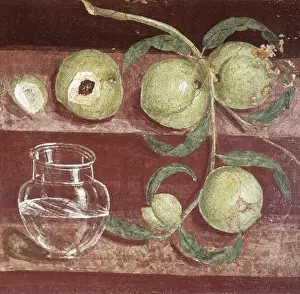 Frescoes Prints: Peaches and Glass Jar. ca. 50. Roman art