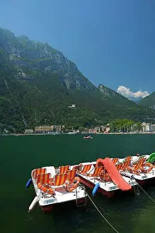 Geography Prints: Pedal boat rental in Riva del Garda on Lake Garda, Trentino, Italy, Europe