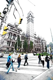 Crosswalk Prints: Pedestrian cross street in front of Old City Hall, downtown Toronto, Ontario, Canada