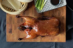 Studio Photo Prints: Peking duck with pancakes, cucumber, spring onions and hoisin sauce
