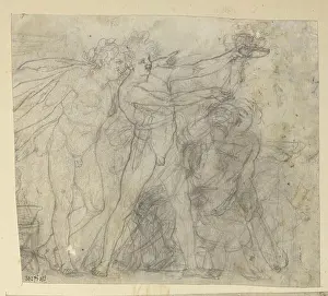 Pencil Prints: A pencil sketch sheet by Rudolf Weyr including multiple small figure studies