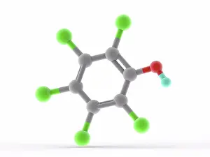 Compound Prints: Pentachlorophenol (PCP), molecular model