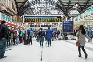 Travelling Prints: People in the concourse in Liverpool Street Station in London