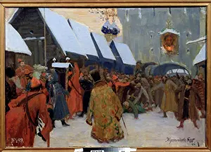 History Of Russia Prints: People Rebellion against the boyars by Kustodiev