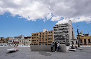 Architektur Prints: People walking at Eleftheria liberty square Nicosia Cyprus