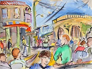 San Francisco Prints: People walking in a street, Castro Street, San Francisco, California, USA