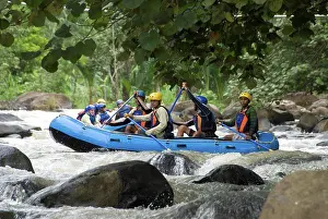 Life Jacket Prints: People wearing protective helmets and lifejackets