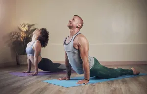 Pilates Prints: People, yoga or class for cobra pose for health