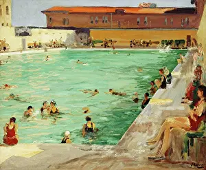 Large Group Of People Prints: The Peoples Pool, Palm Beach. Sir John Lavery (1856-1941)