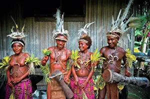 Guinea Prints: Performers at the Bil bil pottery village, near Madang; Madang Province, Papua New Guinea