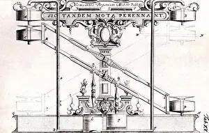 Invention Prints: Perpetual motion machine described in about 1664 by Ulrich von Cranach of Hamburg