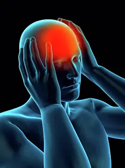 Painful Prints: Person with headache, illustration