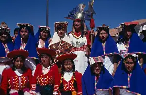 Peruvian Prints: Peru, Cusco Department, Cusco, Male Figure In Traditional Costume At Inti Raymi