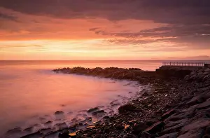 Cloud Sky Prints: Peru, Lima, Miraflores, Playa Waikiki at sunset