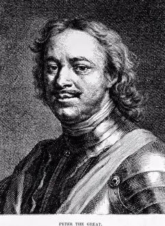 Emperor Prints: Peter I (1672-1725), or Peter the Great, Czar of Russia, Engraving 1886