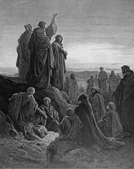 Guidance Prints: Peter's Sermon Gustave Dore (1832-1883 French) Engraving