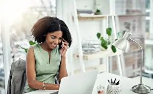 Boss Prints: Phone call, laptop and businesswoman in office