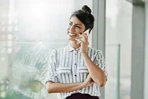 Administration Prints: Phone call, thinking and business woman for consulting