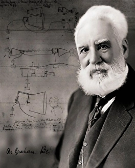 Brilliant Prints: Photo Illustration of Alexander Graham Bell With Sketches of Early Inventions