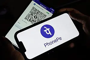 Communications Prints: In this photo illustration, the PhonePe QR code