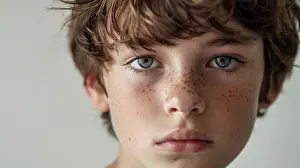 Eyes Prints: The photo shows a close-up portrait of a young boy with brown