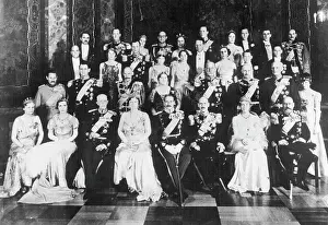 1937 Prints: Photo Shows:- The official picture of the three Royal Families taken at Christiansborgs Castle