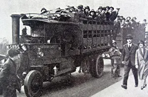 Photograph of an improvised transport used to get workers to their jobs during the British General Strike. Dated 1926