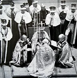 Monarch Prints: Photograph of King George VI (1895-1952) immediately after the Queen's Coronation