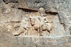 Relief Prints: Photograph taken of the triumph relief of Shapur I