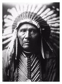 Feathers Prints: Photographic print of Chief Three Horses photographed by Edward Sheriff Curtis (1868-1952)