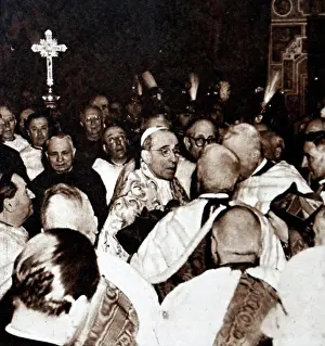 Catholic Prints: Photographic print of the ninth anniversary of the coronation of Pope Pius XII (1876-1958) at the Vatican