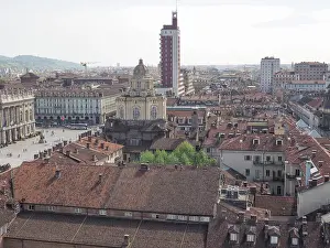 Italienisch Prints: Piazza Castello Turin Aerial view of Piazza Castello central baroque square in Turin Italy Copyright: xZoonar