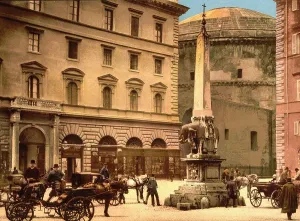 Street Scene Prints: Piazza della Minerva, Rome, Italy, Photochrome Print, Detroit Publishing Company, 1900