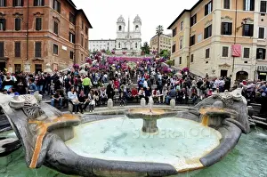 Capital Cities Prints: Piazza di Spagna, Fontana della Barcaccia fountain