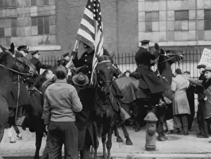 Activist Prints: Picket - Police Flag Scuffle -- Mounted police