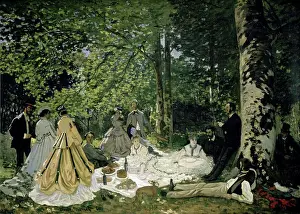 Rear Prints: The Picnic 1866, Claude Monet (1840-1926/ French) Oil on Canvas Hermitage Museum