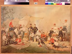 Tent Prints: Picnic by Mihaly Zichy, Watercolor on paper