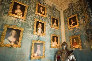 Human Representation Prints: Picture frames and a suit of armor a room