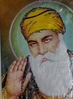 Sikh Prints: Picture of Guru Nanak, (1469-1539) Birmingham, 1990, was the founder of modern Sikhism